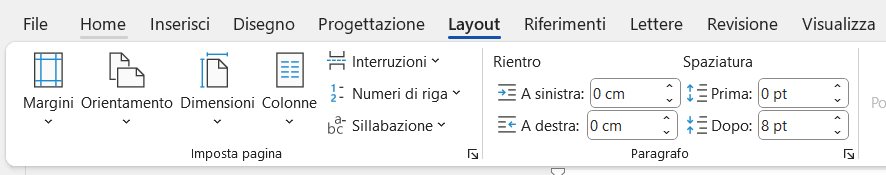 Sottomenu Layout