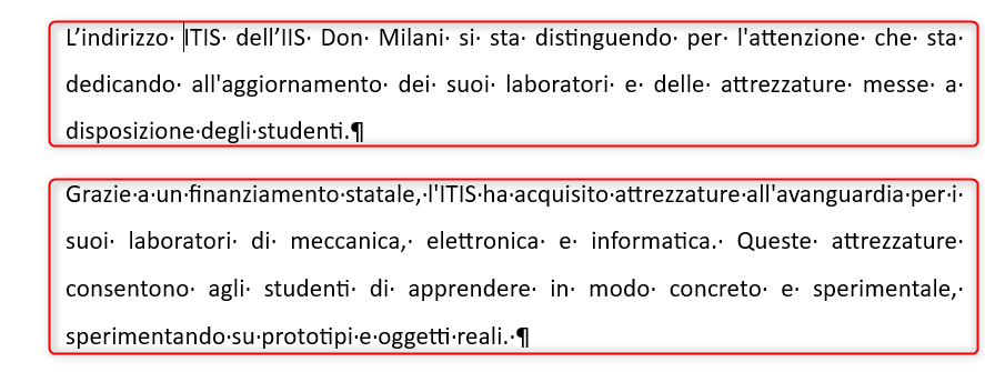 Paragrafi evidenziati