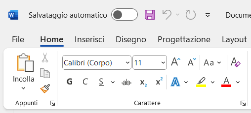 Sezione Carattere