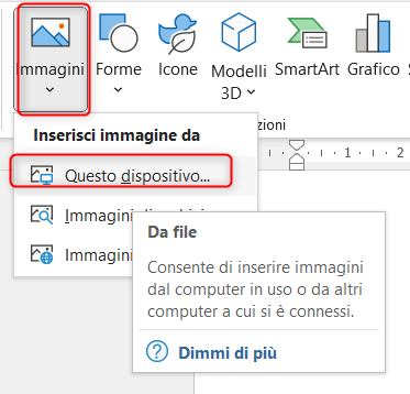 Inserisci immagine dal dispositivo