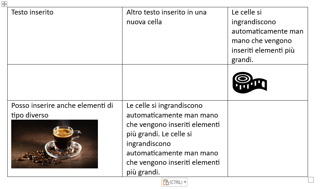 Contenuto celle