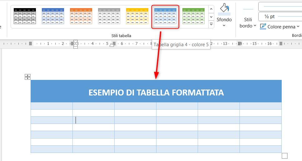 Stile tabella applicato