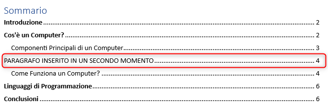 Sommario da aggiornare